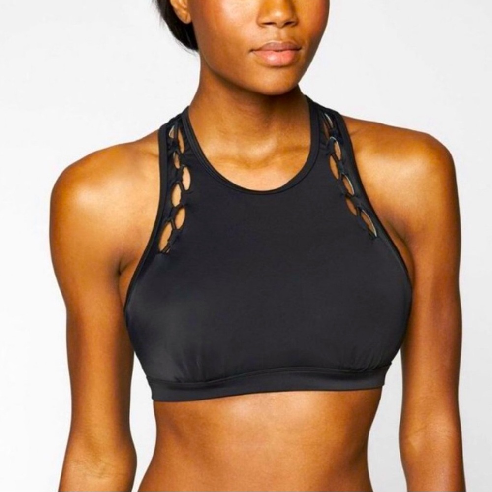 NWT Athleta High Neck Loop Bikini Top w/ underwire - Black 40D/DD